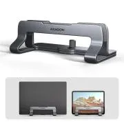 AXAGON STND-VG – vertikaler Laptop-Ständer aus Aluminium für 10"-17,3"-Geräte, verstellbarer Abstand, grau