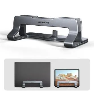 AXAGON STND-VG – vertikaler Laptop-Ständer aus Aluminium für 10"-17,3"-Geräte, verstellbarer Abstand, grau AXAGON STND-VG – vertikaler Laptop-Ständer aus Aluminium für 10"-17,3"-Geräte, verstellbarer Abstand, grau