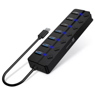 CONNECT IT Mighty Switch 2 USB-A Hub, (4xUSB-A 3.0, 3xUSB-A 2.0), extern, SCHWARZ
