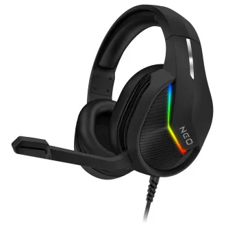 CONNECT IT NEO Gaming-Headset mit Mikrofon, Hintergrundbeleuchtung, 1x Einzelklinke (Adapter auf 2x Klinke)  USB, SCHWARZ