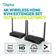 DIGITUS 4K/60 Hz kabelloser HDMI-KVM-Extender-Set, 100 m, schwarz