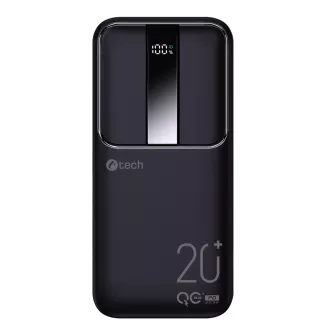 C-TECH Powerbank 20000mAh, Li-Pol, 22,5W, USB-C/USB-A/Micro USB/PD/Schnellladung/Anzeige