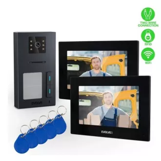 EVOLVEO DoorPhone AP2-2 schnurgebundenes Videotelefon für zwei Wohnungen mit App, schwarz