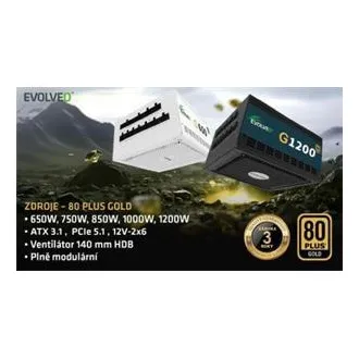 EVOLVEO G750 Netzteil 750W, 80 GOLD, ATX 3.1, PCIe 5.1, aPFC, 140mm Lüfter, modular, 3 Jahre Garantie, schwarz EVOLVEO G750 Netzteil 750W, 80 GOLD, ATX 3.1, PCIe 5.1, aPFC, 140mm Lüfter, modular, 3 Jahre Garantie, schwarz