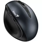 Genius Ergo 8300S, Maus, kabellos, optisch, vertikal, 1600DPI, 7 Tasten, geräuschlos, schwarz-grau