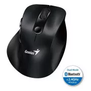 Genius Ergo 9000S, Maus, kabellos, optisch, 2400DPI, 6 Tasten, Bluetooth, 2.4GHz, USB, schwarz