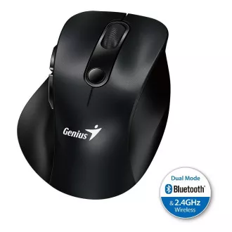 Genius Ergo 9000S, Maus, kabellos, optisch, 2400DPI, 6 Tasten, Bluetooth, 2.4GHz, USB, schwarz