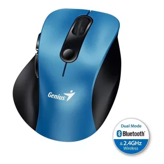 Genius Ergo 9000S, Maus, kabellos, optisch, 2400DPI, 6 Tasten, Bluetooth, 2.4GHz, USB, blau