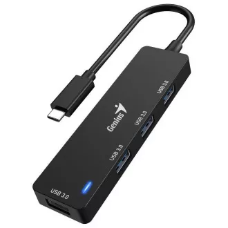 Genius UH-400 USB Hub, extern, USB-C auf 4× USB 3.0, 15cm, schwarz