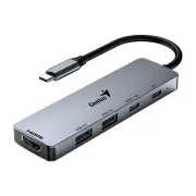 Genius UH-500 Docking Station, USB-C, 1× HDMI, 2× USB 3.0, 2× USB-C, Power Delivery 100W, 15cm, grau
