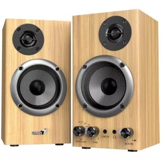 Genius SP-HF520BT Lautsprecher, 2.0, 20W, Bluetooth, 3.5mm Klinke, Holz, braun