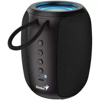 Genius SP-915BT Lautsprecher, kabellos, Bluetooth, 5 W, LED-Hintergrundbeleuchtung, USB-C, bis zu 6 Stunden Akkulaufzeit, Mikrofon, Copilot-Unterstützung, schwarz