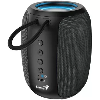 Genius SP-915BT Lautsprecher, kabellos, Bluetooth, 5 W, LED-Hintergrundbeleuchtung, USB-C, bis zu 6 Stunden Akkulaufzeit, Mikrofon, Copilot-Unterstützung, grau-schwarz