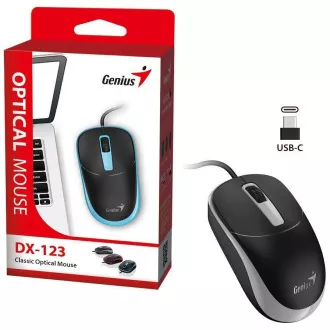 Genius DX-123 Maus, kabelgebunden, optisch, 1200DPI, 3 Tasten, USB-C, schwarz-grau