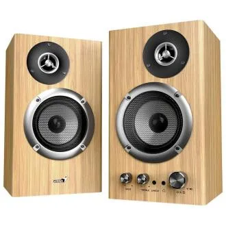 Genius SP-HF1812BT Lautsprecher, 2.0, 50 W, Bluetooth 5.3, 3,5-mm-Klinkenstecker, aus Holz, hellbraun Genius SP-HF1812BT Lautsprecher, 2.0, 50 W, Bluetooth 5.3, 3,5-mm-Klinkenstecker, aus Holz, hellbraun