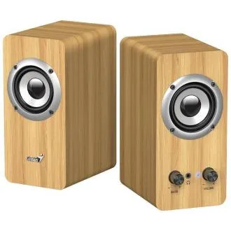 Genius SP-HF400 Lautsprecher, 2.0, 10 W, 3,5-mm-Klinkenstecker, aus Holz, helles Holz Genius SP-HF400 Lautsprecher, 2.0, 10 W, 3,5-mm-Klinkenstecker, aus Holz, helles Holz