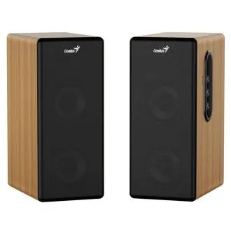 Genius SP-HF1220BT Lautsprecher, 2.0, 45 W, 3,5-mm-Klinkenstecker, Bluetooth, Holzgehäuse, Bass- und Höhenregelung, Kopfhörerausgang, braun-schwarz Genius SP-HF1220BT Lautsprecher, 2.0, 45 W, 3,5-mm-Klinkenstecker, Bluetooth, Holzgehäuse, Bass- und Höhenregelung, Kopfhörerausgang, braun-schwarz