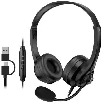 Genius HS-235U AI, Headset, kabelgebunden, Over-Ear, Mikrofon, Copilot, Lautstärkeregelung, Kabel 2,4 m, USB-C, USB, schwarz Genius HS-235U AI, Headset, kabelgebunden, Over-Ear, Mikrofon, Copilot, Lautstärkeregelung, Kabel 2,4 m, USB-C, USB, schwarz