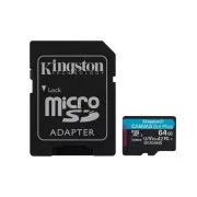 KINGSTON 64GB microSDXC Canvas Go Plus Gen4 200MB/s A2 U3 V30 Karte   Adapter