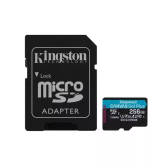 KINGSTON 256GB microSDXC Canvas Go Plus Gen4 200MB/s A2 U3 V30 Karte   Adapter