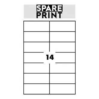 SPARE PRINT PREMIUM Selbstklebende Etiketten weiß, 100 Blatt A4 im Karton (1 Blatt/14x Etikett 105x42,3mm)