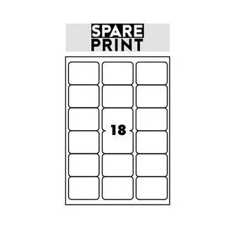 SPARE PRINT PREMIUM Selbstklebende Etiketten weiß, 100 Blatt A4 im Karton (1 Blatt/18x Etikett 68x47mm)