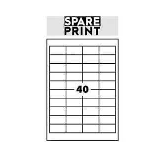 SPARE PRINT PREMIUM Selbstklebende Etiketten weiß, 100 Blatt A4 im Karton (1 Bogen/40x Etikett 48,5x25,4mm)