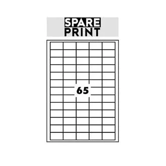 SPARE PRINT PREMIUM Selbstklebende Etiketten weiß, 100 Blatt A4 im Karton (1 Bogen/65x Etikett 38x21mm)
