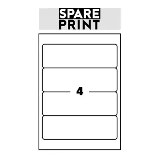 SPARE PRINT PREMIUM Selbstklebende Etiketten weiß, 100 Blatt A4 im Karton (1 Blatt/4x Etikett 192x61mm)
