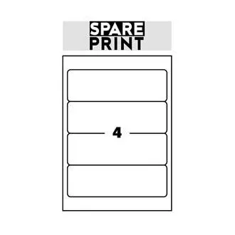 SPARE PRINT PREMIUM Selbstklebende Etiketten weiß, 100 Blatt A4 im Karton (1 Blatt/4x Etikett 192x61mm)
