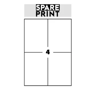 SPARE PRINT PREMIUM Selbstklebende Etiketten weiß, 100 Blatt A4 im Karton (1 Blatt/4x Etikett 105x148mm)