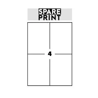 SPARE PRINT PREMIUM Selbstklebende Etiketten weiß, 100 Blatt A4 im Karton (1 Blatt/4x Etikett 105x148mm)
