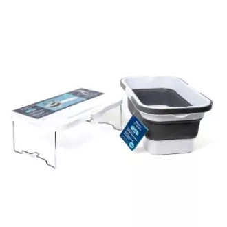 PLATINET CAMPING PICKNICKKORB 47X29X23,5 CM, 16L, FALTBAR, MIT DECKEL 2IN 1 / TISCH WEISS-GRAU