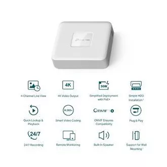 TP-LINK VIGI NVR1104H-4P 4 Kanäle, 4x Lan mit PoE, 2x USB