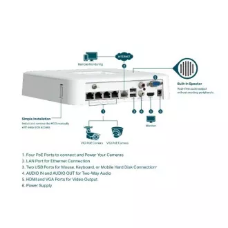 TP-LINK VIGI NVR1104H-4P 4 Kanäle, 4x Lan mit PoE, 2x USB