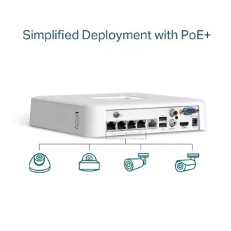 TP-LINK VIGI NVR1104H-4P 4 Kanäle, 4x Lan mit PoE, 2x USB