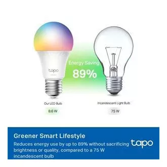 TP-Link Tapo L535E, Smart Wi-Fi LED-Glühbirne Farbe, 2500-6500K, E27 TP-Link Tapo L535E, Smart Wi-Fi LED-Glühbirne Farbe, 2500-6500K, E27