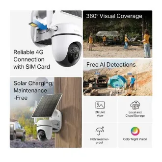 TP-Link Tapo C615 KIT - 4G LTE schwenkbare Kamera Sicherheitskit mit Solarpanel