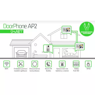 EVOLVEO DoorPhone AP2-2 schnurgebundenes Videotelefon für zwei Wohnungen mit App, weiß