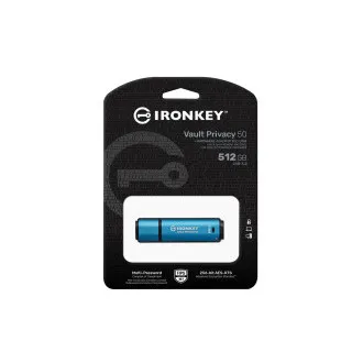 Kingston Ironkey Vault Privacy 50/512GB/USB 3.2/USB-A/Blau