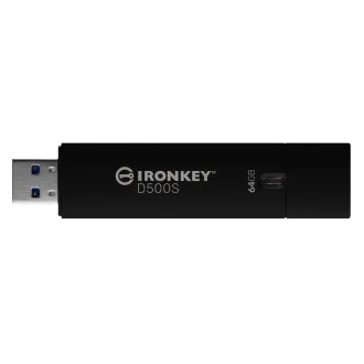 Kingston Ironkey D500S/64GB/USB 3.2/USB-A/Schwarz