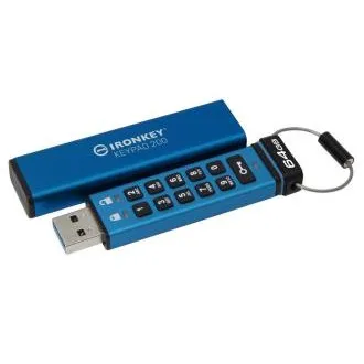 Kingston IronKey-Tastatur 200/64GB/USB 3.2/USB-A/Blau Kingston IronKey-Tastatur 200/64GB/USB 3.2/USB-A/Blau