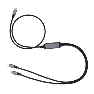 C-TECH USB Typ-C PD 100W Stromsplitterkabel, 0,7m   2x0,5m, schwarz