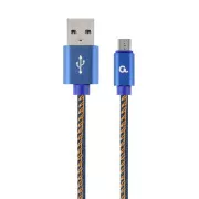 Gembird geflochtenes Denim USB-A/microUSB Kabel 1m