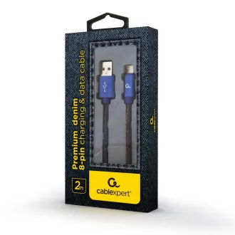 Gembird geflochtenes Denim USB-A/Lightning Kabel 2m