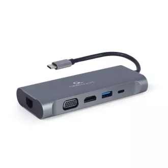 Gembird USB-C 7v1 Multiport USB 3.0 HDMI VGA PD Kartenleser Stereo-Audio Gembird USB-C 7v1 Multiport USB 3.0 HDMI VGA PD Kartenleser Stereo-Audio