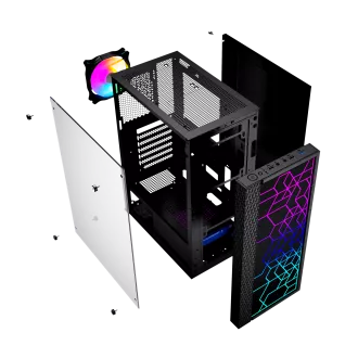 Gembird Computer Fornax 2500 ARGB/Midi Tower/Transparent/Schwarz