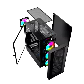 Gembird Fornax 4000 ARGB/Midi Tower/Transparent/Schwarz