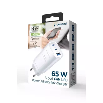GEMBIRD PD Ladegerät 1xUSB-A 2xUSB-C 67W weiß