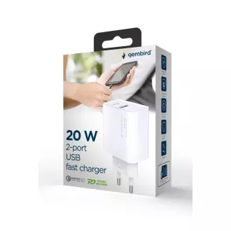 GEMBIRD PD-Ladegerät USB-A USB-C 20W weiß